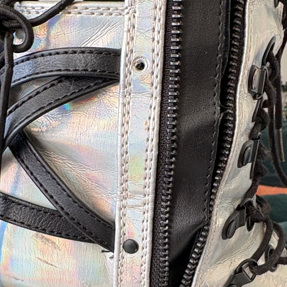 Demonia - Holographic Platform Lace-Up Boots - Sw… - image 8